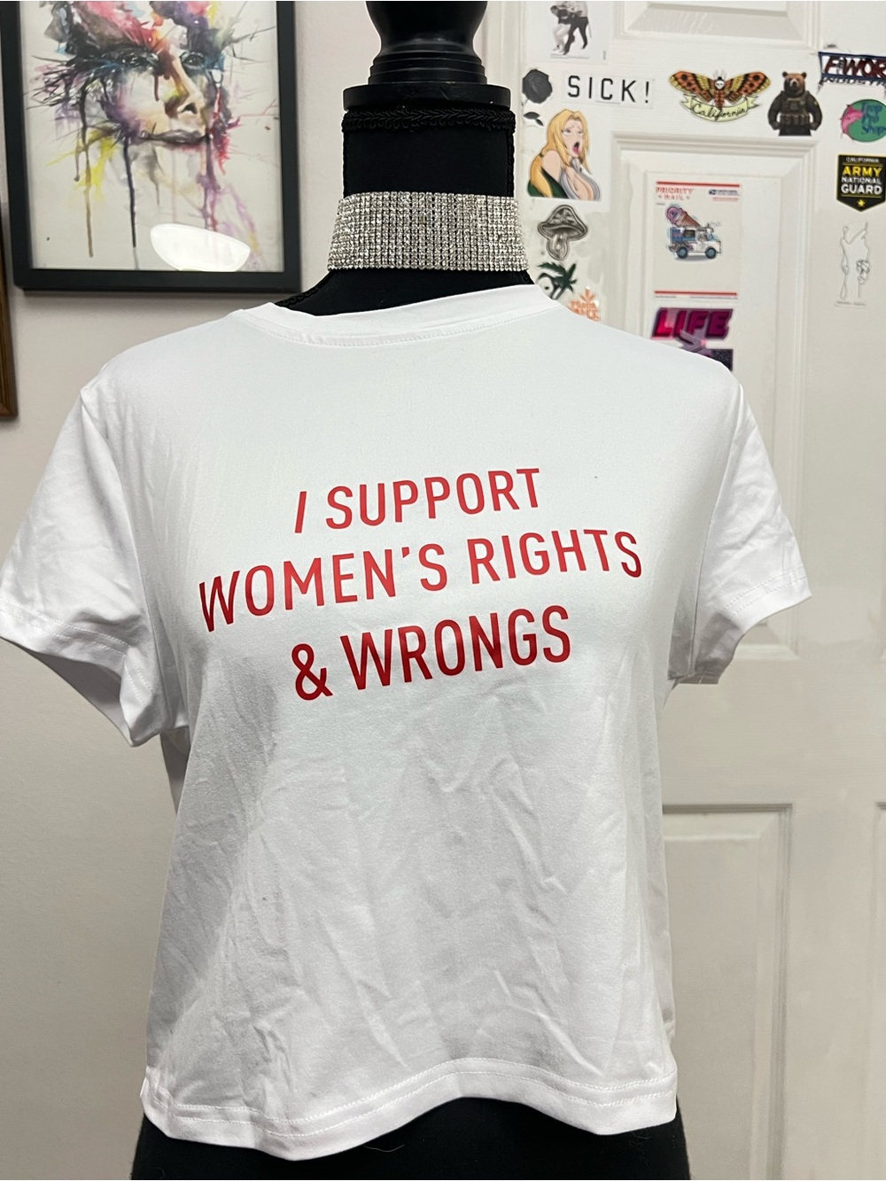 White Graphic Tee - I Support Women's Rights & Wrongs